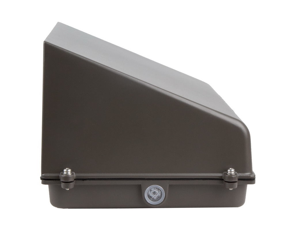Left side view of the NCLTG DarkShield Series LED Full Cutoff Wall Pack Light highlighting the knockout feature for wiring access