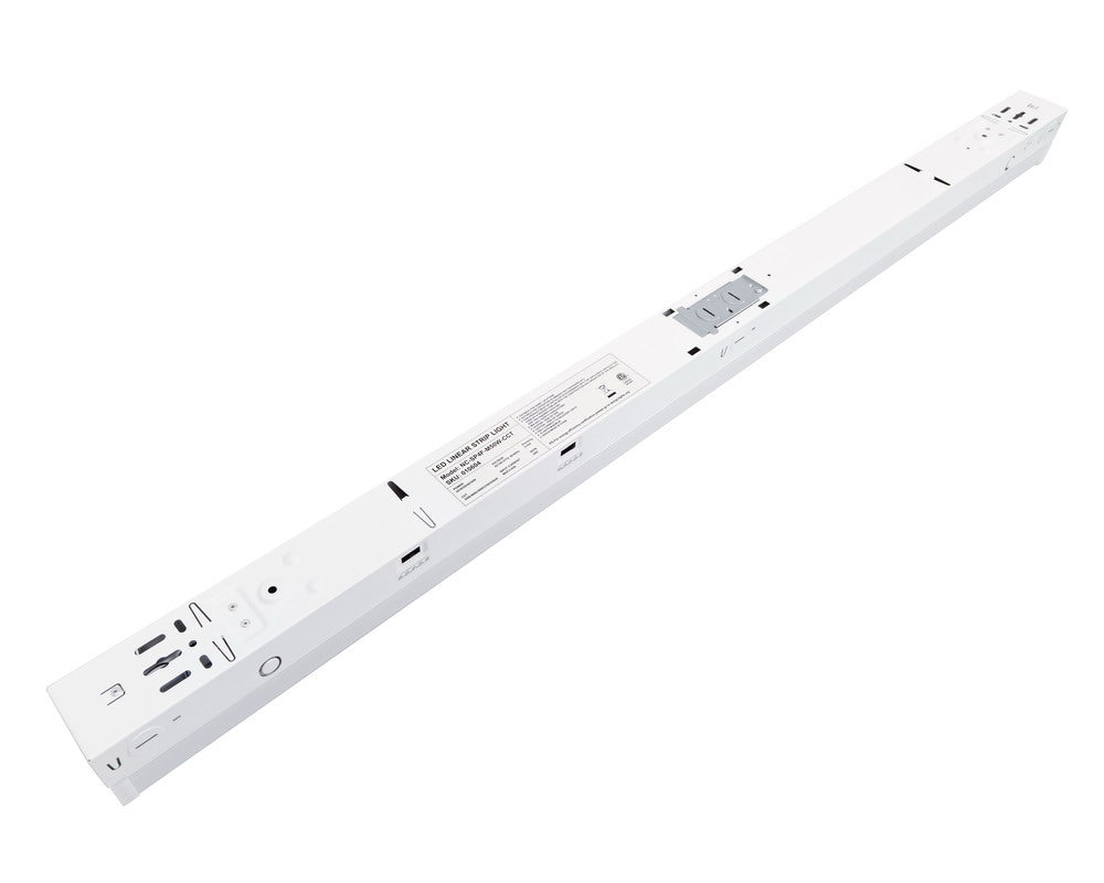 Back view of 4-Foot NCLTG LineVolt Series LED Strip Light showing knockouts and mounting points for easy installation