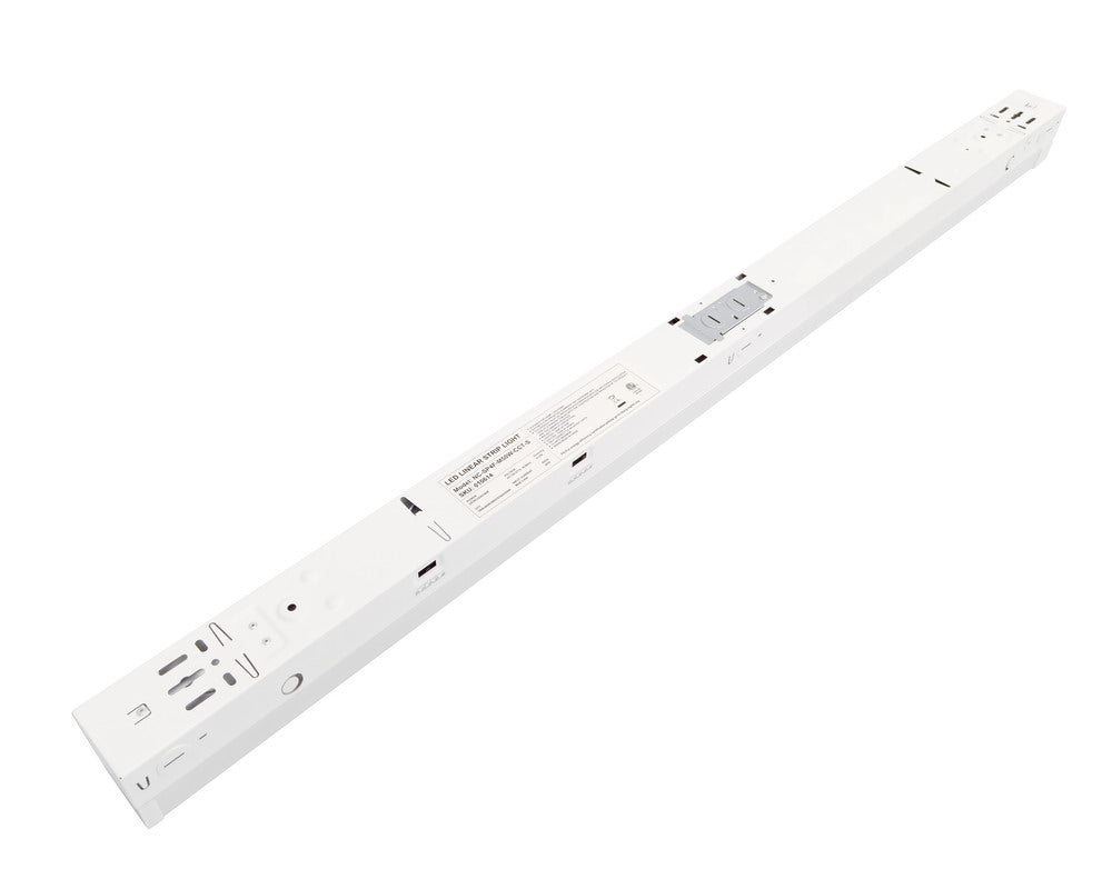 Back view of 8-Foot NCLTG LineVolt Series LED Strip Light showing multiple knockouts and mounting points for versatile installation options