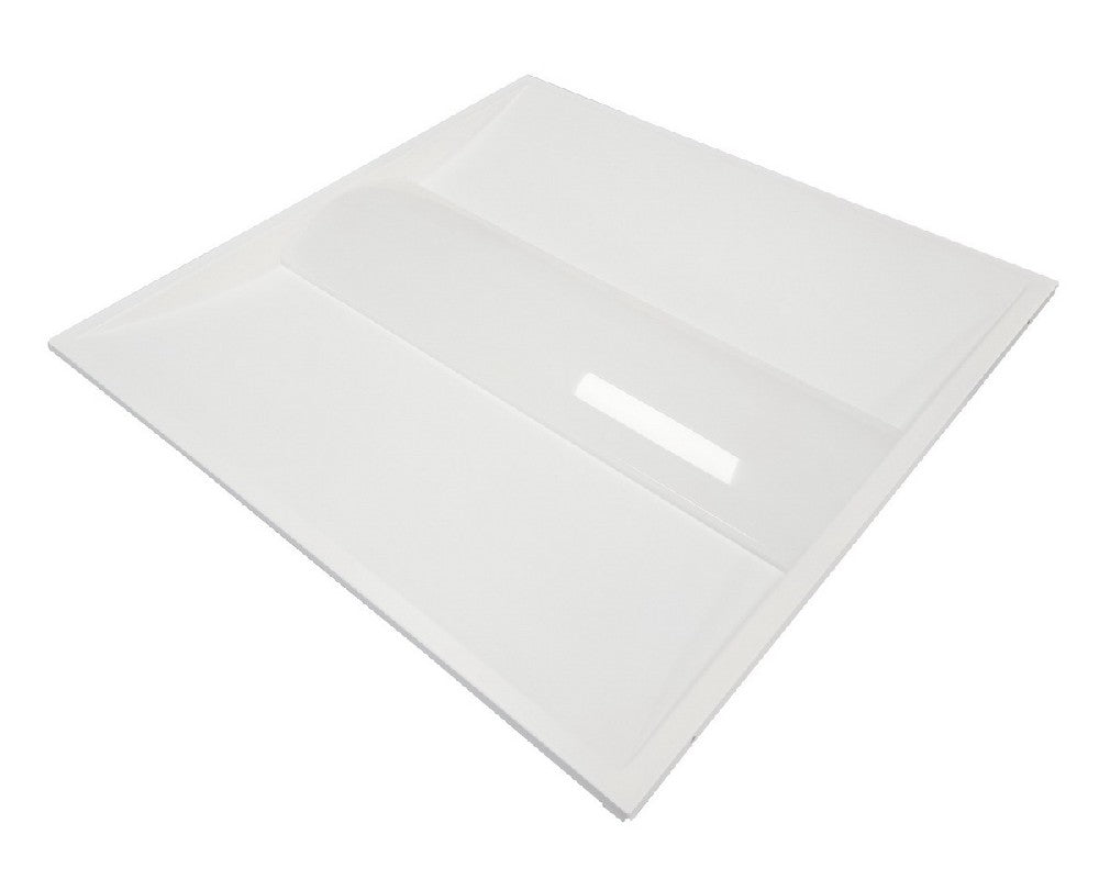 Side front angle view of NCLTG PrismLay Series 2x2 LED Troffer Light showcasing slim profile, frosted lens, and modern recessed ceiling design