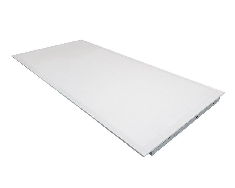 Front angled view of NCLTG SkyLine Series 2x4 LED Panel Light highlighting its sleek frame and even light distribution for drop ceiling applications