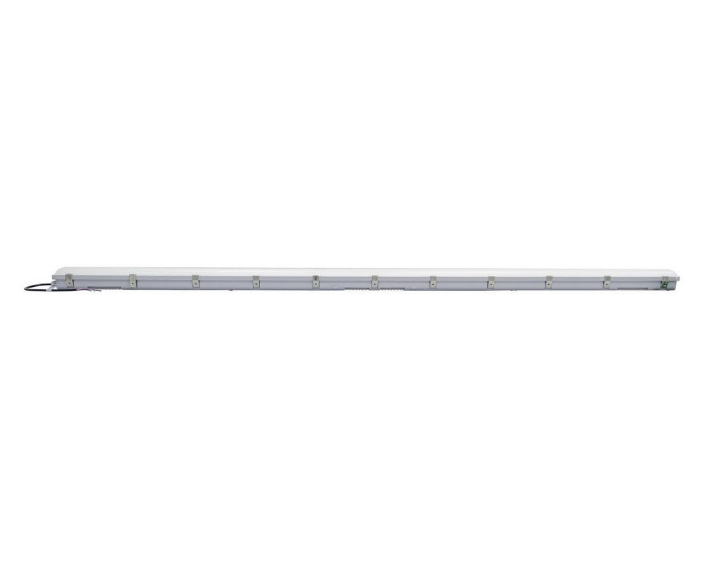 Side view of the NCLTG StormGuard Series 8-Foot LED Vapor Tight Light showcasing its slim, durable housing and integrated power cable