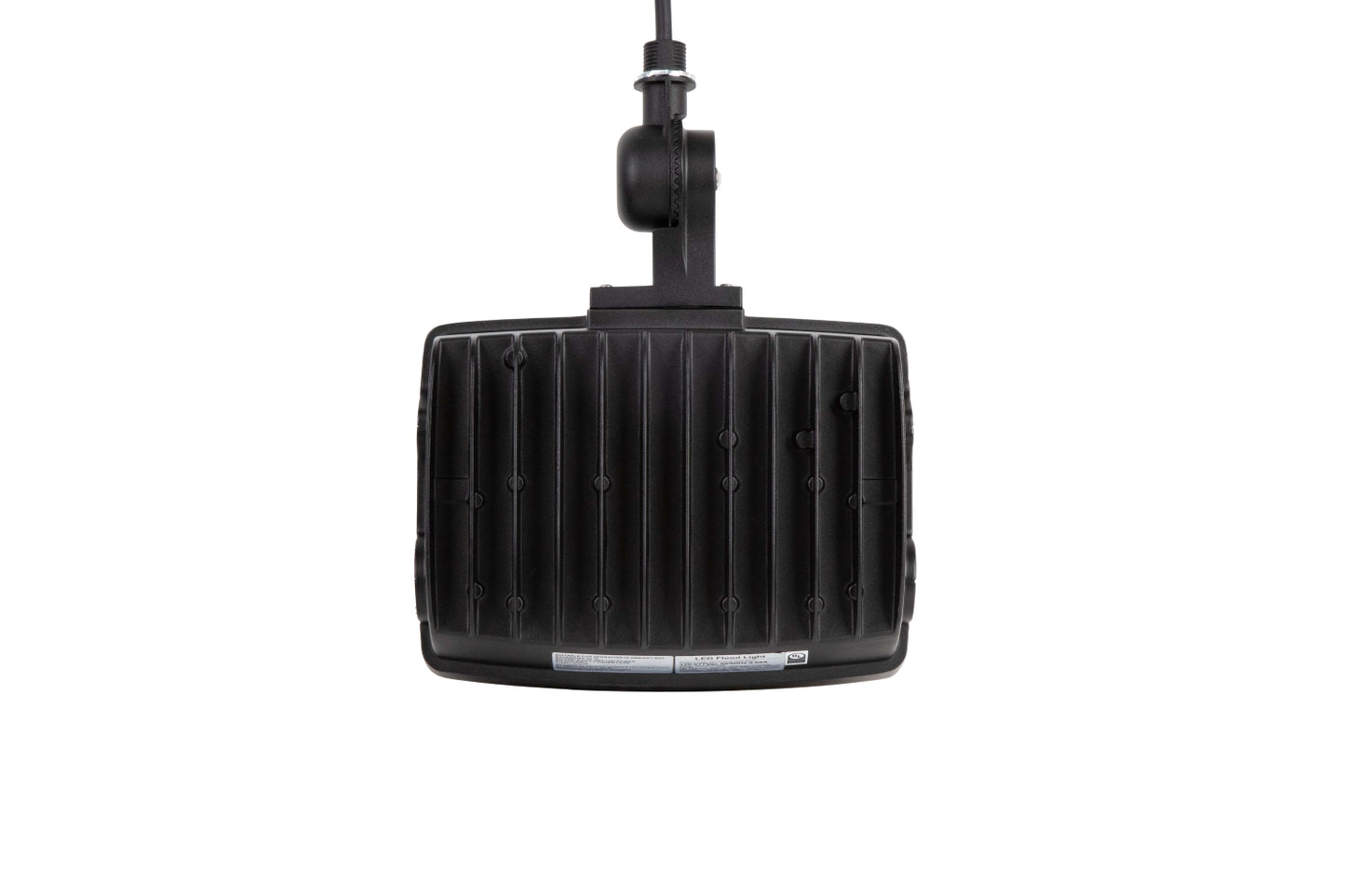 Upside-down back view of the NCLTG TitanBeam Series flood light highlighting its heat-dissipating fins for improved thermal management