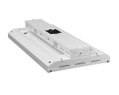 Angled back view of the 2-foot Heelix LED High Bay highlighting wire compartment, driver housing, and knockout locations