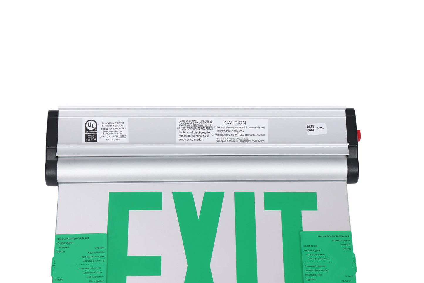 NC-EXAL02-2MG LED Green Edge-Lit Adjustable Exit Sign