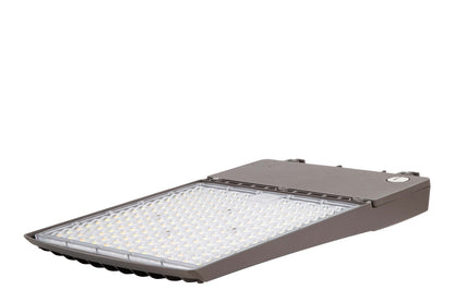 Bronze GridMax Series LED Area Light shown in an upside-down view highlighting its durable housing and design details