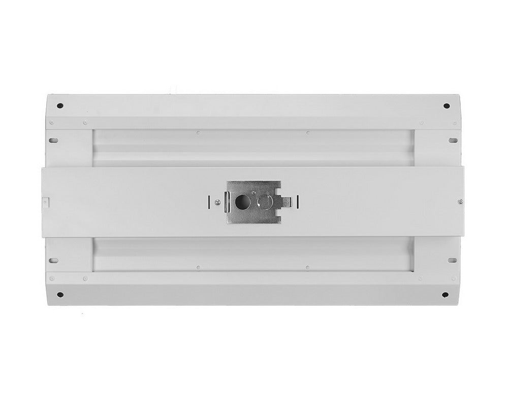 Back view of NCLTG CoreBay Series 2-Foot LED Linear High Bay Light showing durable metal housing, mounting points, and integrated LED driver