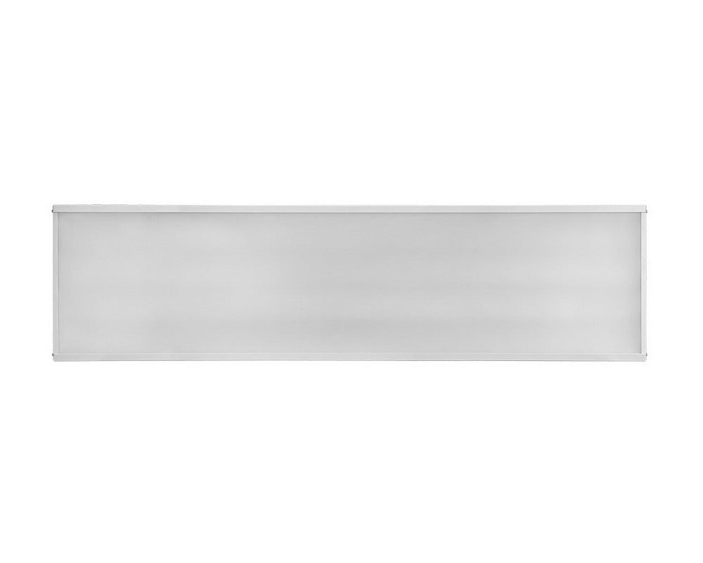 Front view of NCLTG CoreBay Series 4-Foot LED Linear High Bay Light highlighting slim profile, uniform frosted diffuser, and high lumen output for large commercial spaces