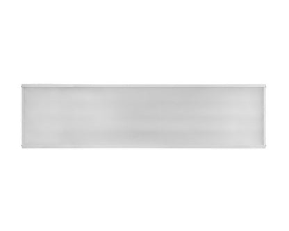 Front view of NCLTG CoreBay Series 4-Foot LED Linear High Bay Light highlighting slim profile, uniform frosted diffuser, and high lumen output for large commercial spaces