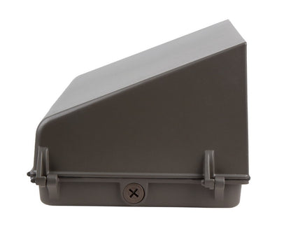 Right side view of the NCLTG DarkShield Series LED Full Cutoff Wall Pack Light showcasing the knockout feature for easy conduit entry