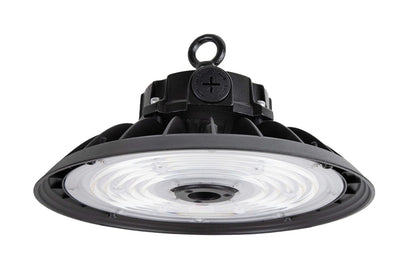 NCLTG Halo X Series LED UFO High Bay Light showcasing compact round design with high-output LED array for industrial and commercial lighting applications