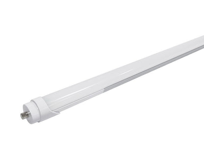 NCLTG Linear5 Series 8-Foot T8 LED Tube featuring a sleek white finish with an integrated LED light source, designed for high-efficiency commercial lighting applications with selectable wattage and color temperature options