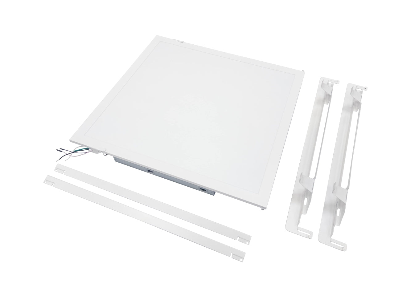 NCLTG LumaFit Series 2x2 LED Panel Light Retrofit Kit laid out with all included components for easy installation