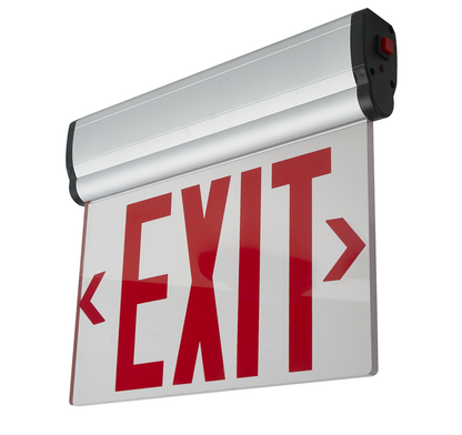 NCLTG Sentinel Series LED Dual Color Edge-Lit Adjustable Exit Sign with selectable red or green EXIT letters and a slim architectural design