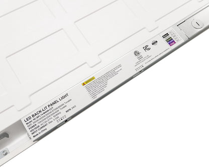 Detailed back view of NCLTG SkyLine Series 1x4 LED Panel Light highlighting the driver unit and connection points for field configuration