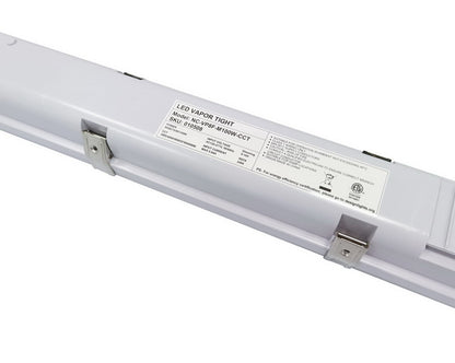 Back view of the NCLTG StormGuard Series 8-Foot LED Vapor Tight Light showing product label with part number and certification details