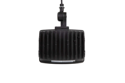 Upside-down back view of the NCLTG TitanBeam Series flood light highlighting its heat-dissipating fins for improved thermal management